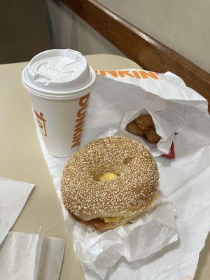 $6.00 Meal Deal: Bacon, Egg & Cheese Breakfast Sandwich, Hash Browns, & Dunkin' Midnight