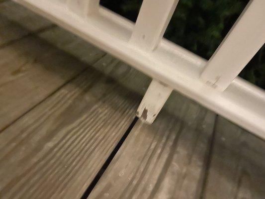 Contracted to paint the front porch railing. Several Spots missed.