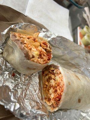 Chorizo and egg burrito