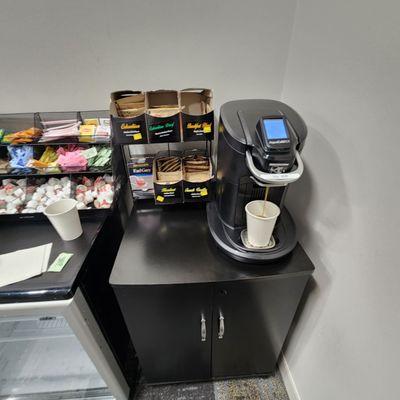 Complementary coffee and tea in the waiting room