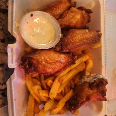 Wings and fries were made fresh. Came out hot and good.