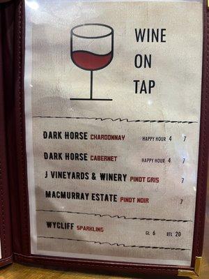 12/30/2022 Wine on Tap Menu!