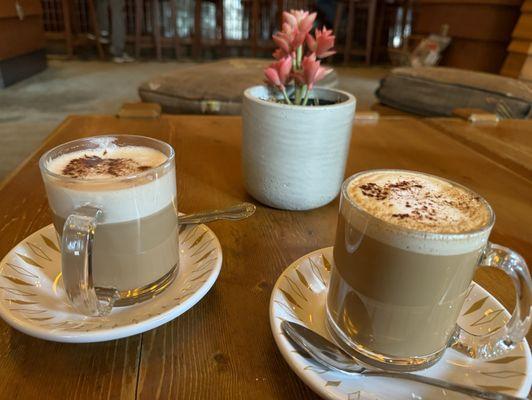 Chai Pistachio Latte & Oat Milk Café Americano.