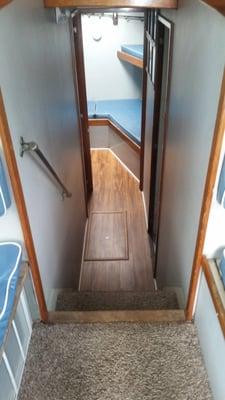 Interior stairs of the new charter boat