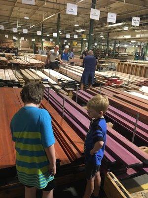 Grandsons "Smuckers" and "BG" shopping for lumber.