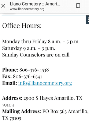 Info and hours.