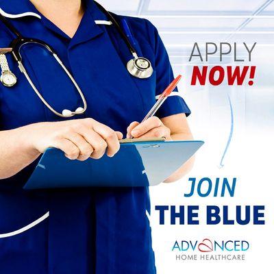 JOIN OUR BLUE TEAM
 Calling all nurses! We're looking to expand our home health team and want you on board!