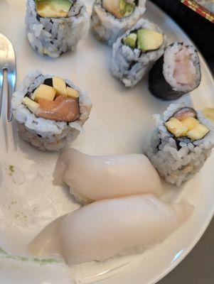 Salmon mango roll and white tuna.