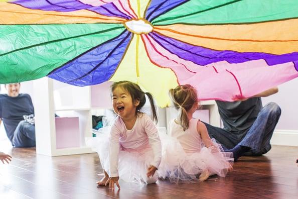 dancing under the parachute!