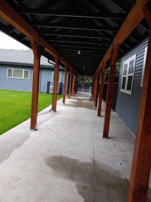 Covered walkway and play area