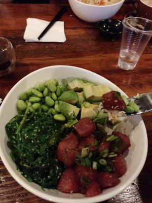 Tuna poke bowl - generous serving sizes.