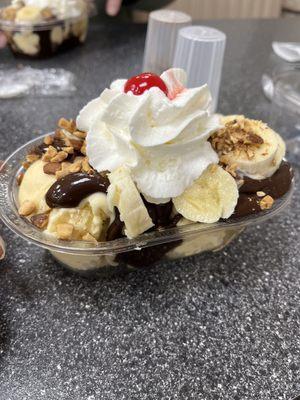 Double dip banana fudge sundae