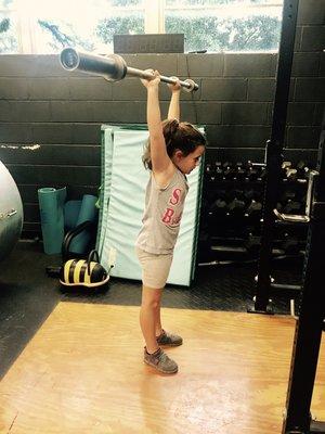 Shoulder press by one of our best athletes on the kids classes!