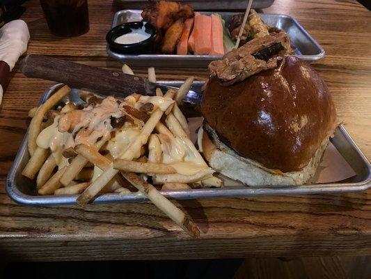 Burger with animal fries