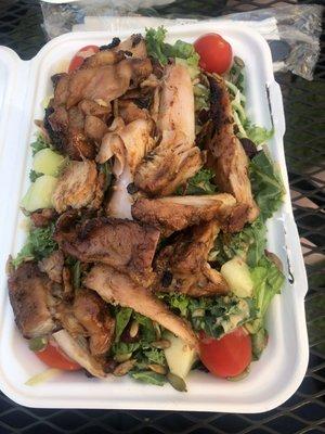 Kale salad with added Teri chicken