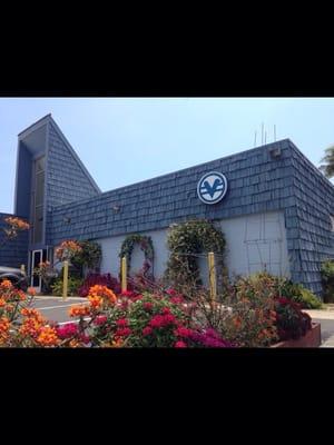 Seal Beach Center with butterfly garden in foreground