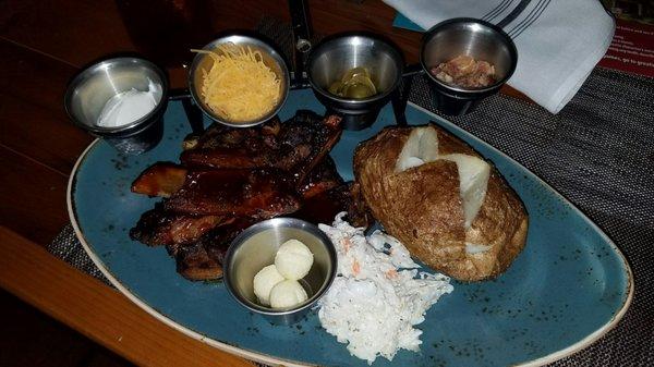 Ribs and loaded potatoe