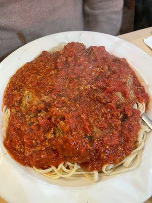 Build your own. Linguini with bolognese sauce with meat balls