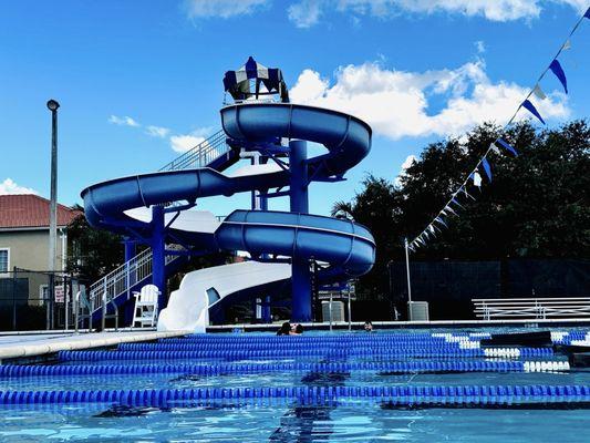 Large pool and slide