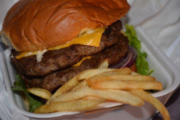 Food Double Cheeseburger Fries