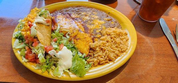 Cheese enchiladas and shredded beef taco..yum!