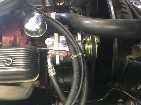 Aftermarket compressor added to a '58 T-bird