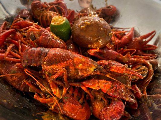 Crawfish are cooked well & have a lot of customization options for flavor & heat intensity. This is "Saigon Heat."