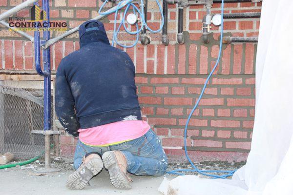 Grinding,Power wash,Brick tuck pointing and masonry clear sealer on entire brick facade of the house in Newyork city area.