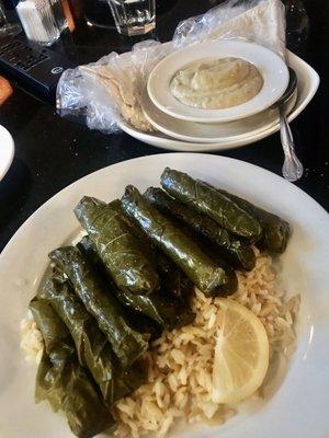 Grape leaves & delicious rice pilaf