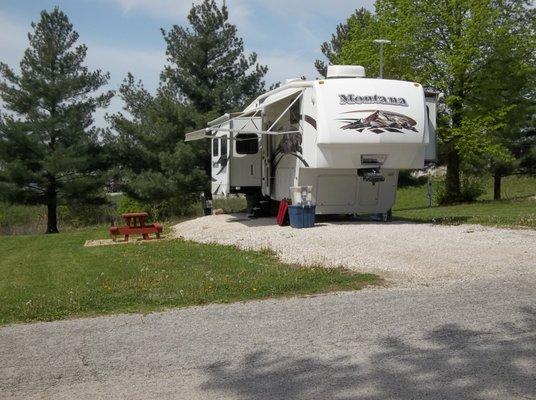 Nice size RV lots where you can stay overnight or a year.