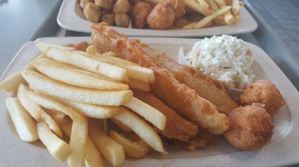 3pcs fish with fries and cole slaw