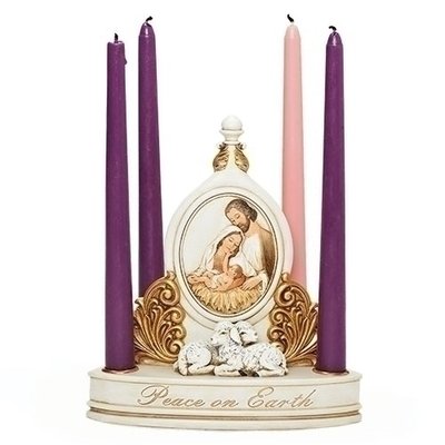 8"H HOLY FAMILY CANDLE HOLDER