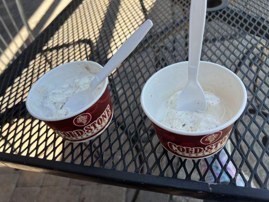 Right: Cookies & Creamery   Left: Half cheesecake & half brown sugar