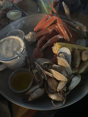 Excellent clam chowder on the platter.