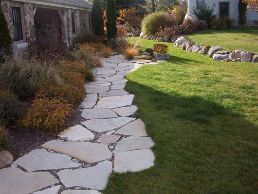 naturalized flagstone walkway