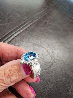 Custom made ring made by Billerica Jennifer's Jewelers.   It's spectacular and 1 of a kind. I will wear everyday.