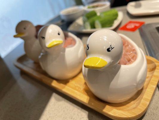 Nothing like some duck intestines served in some duck bowls!