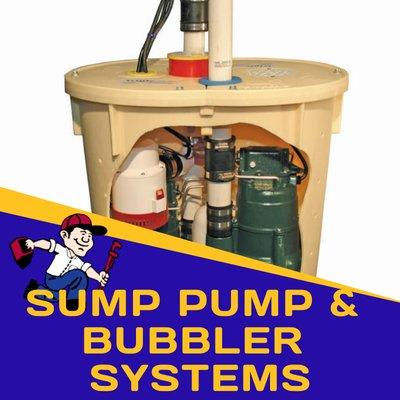 Frank's Mr. Plumber installs Bubbler systems and Sump Pumps, Back ups & Water backups!