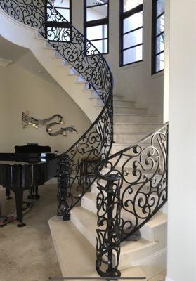 Wrought iron Tuscan stairway railing