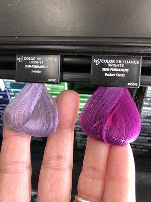 Two Temporary hair colors I selected with the help & patience from store associate.