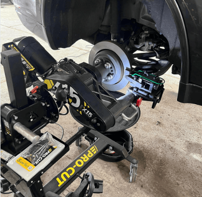 We use the advanced X15 on-car brake lathe by Pro-Cut Rotor Matching Systems for a perfect brake job every time.