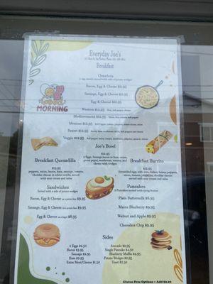 Breakfast menu