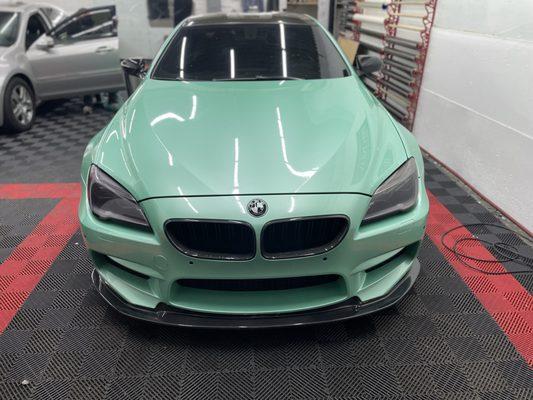 BMW M6 wrapped in Inozetek Super Gloss Pearl Neon Mint Vinyl Wrap