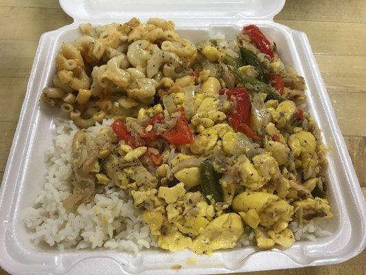 Ackee & saltfish with mac & cheese. Yummy!