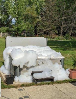 Resist Adding Bubble Bat soap to a hot Tub