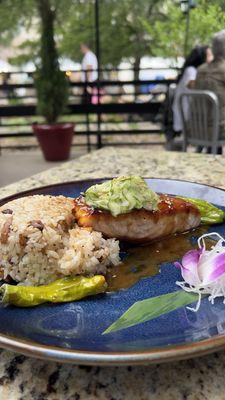 Miso salmon and mushroom rice.