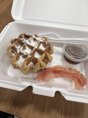 2 waffles with side of bacon