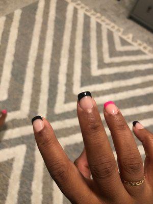 crooked curve. And curve is not sitting where my natural nail ends. Which makes my nails look short and chonky than they already are. :)