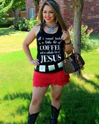 Our coffee and Jesus tank is a end of summer must have!