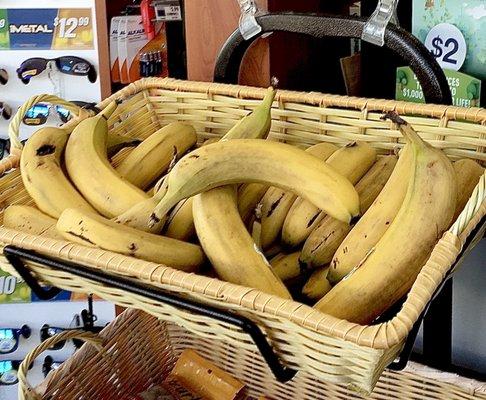 Fresh bananas available.